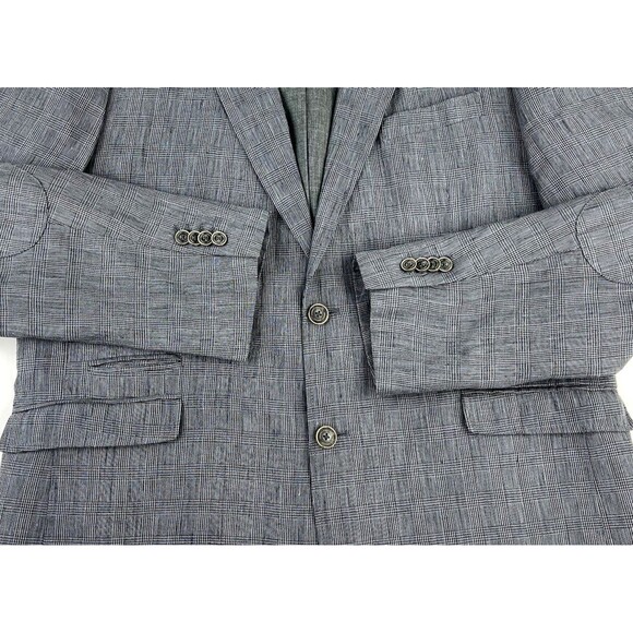 Joseph Abboud Linen Sport Coat Jacket Two Button Gray Black Plaid  Mens Size XL - Picture 8 of 15